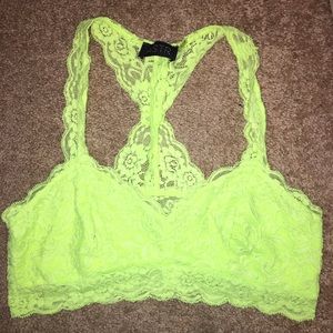 Astr Racerback Lace Neon Green Bralette Crop Top